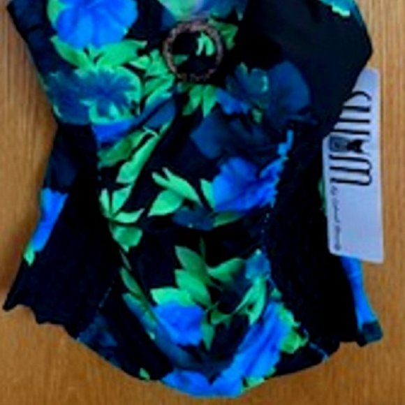 Swim by Chuck Handy Tankini SwimSuit Kimono Cover Up 3 Pc Set Tropical Flower 8 - Picture 2 of 10